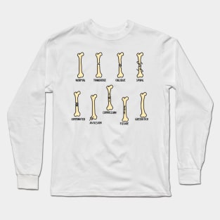 Hand Drawn Types of Fractures Black Text Long Sleeve T-Shirt